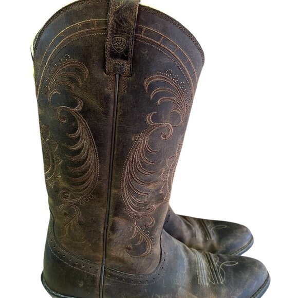 Ariat Western Magnolia Boots Women's Size 9.5 Brown Leather Distressed Preowned - Picture 3 of 7